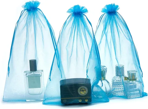 Miniatura 7 de 25 bolsas de organza con cordón de 8 x 12 pulgadas, regalo de fiesta de boda, juguetes, bolsas de maquillaje, bolsa de regalo Negro