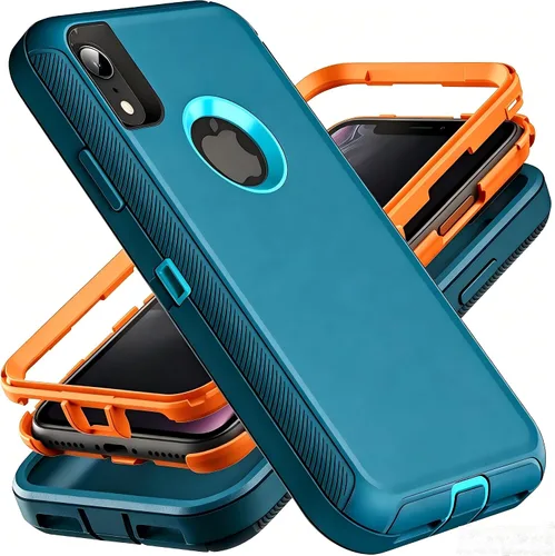 Miniatura 7 de YmhxcY Funda para iPhone XR, 3 capas de protección de cuerpo completo, a prueba de golpes, a prueba de caídas, resistente con clip para cinturón