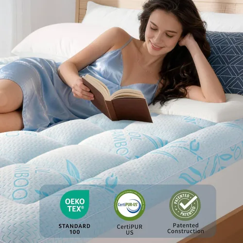 Miniatura 6 de California King Mattress Topper Viscose Derived from Bamboo,Breathable and Soft Extra Thick Pillow Top Mattress Pad Cover for Back Pain, Deep Pocket