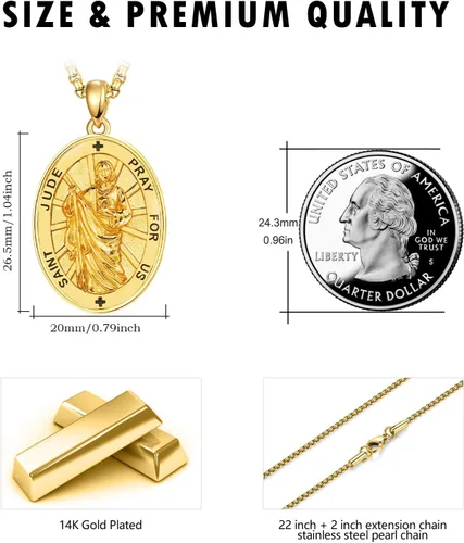 Miniatura 304 de Collar de plata de ley 925 con medalla de San Patrón, colgante de protección católica, amuleto, joyería religiosa para hombres y mujeres