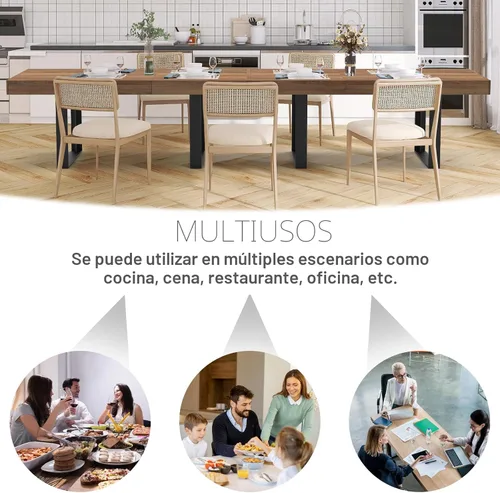 Miniatura 9 de STHOUYN Mesa de comedor extensible de 63 a 79 pulgadas, moderna mesa de cocina de madera de granja, mesa de comedor larga expandible para 6, 8 y 10
