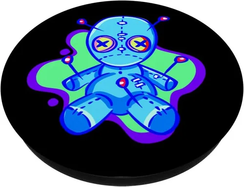 Miniatura 2 de Voodoo Doll Rave EDM Festival Techno House Trippy Synthwave PopSockets agarre y soporte para teléfonos y tabletas, Negro