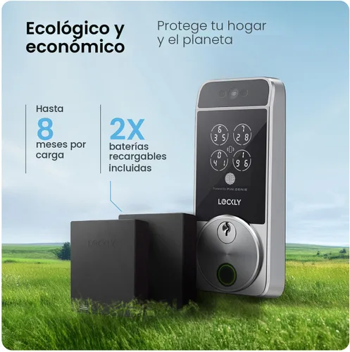 Miniatura 8 de Lockly Visage Zeno Series Smart Lock, reconocimiento facial y huella dactilar, cerradura de puerta de entrada sin llave, cerrojo Wi-Fi integrado