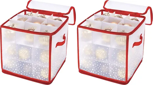 Miniatura 17 de Simplify Organizador de adornos de 27 unidades Dorado Capacidad para 27 adornos Almacenamiento de Navidad Peso ligero Dimensiones: 12.2 x