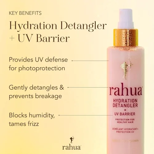Miniatura 2 de Rahua Desenredante de hidratación + barrera UV, espray sin enjuague para todo tipo de cabello, protector térmico vegano y niebla antiencrespamiento