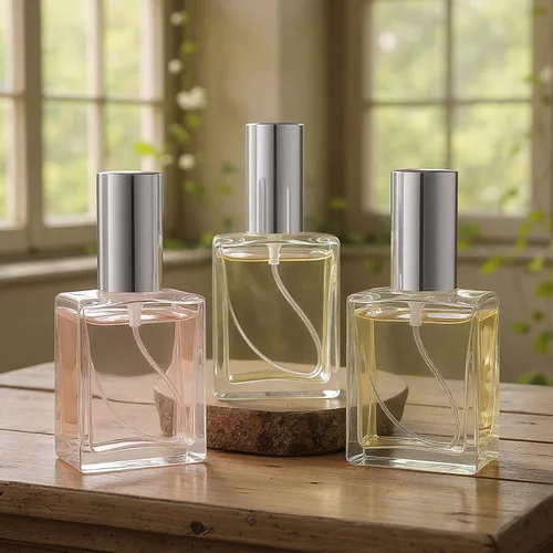 Miniatura 6 de Paquete de 24 botellas de atomizador de niebla fina de vidrio transparente, mini botella de perfume recargable de 0.5 onzas líquidas, botella
