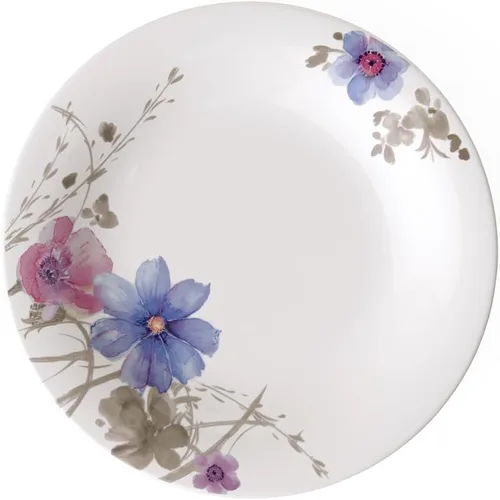 Villeroy & Boch Mariefleur Gris Basic Breakfast - Plato redondo de porcelana premium con una decoración de flores juguetona, apto para lavavajillas,