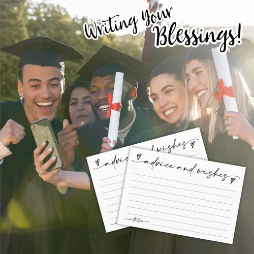 Miniatura 4 de 30 tarjetas de consejos y deseos - Minimalismo blanco - Tarjetas de consejos de relleno de doble cara para novia, boda, fiesta de graduación, señor