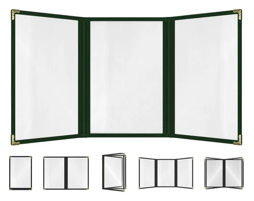 Miniatura 10 de Goodsmart - Fundas para menú de restaurante, paquete de 25 unidades, color negro, 2 vistas, soportes para menú de carga superior, cubiertas