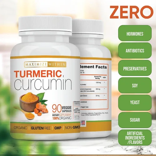 Miniatura 8 de Curcumina de cúrcuma con piperina 1500 mg, 90