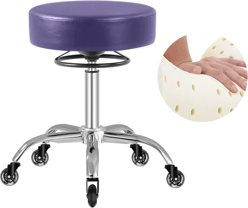 Miniatura 10 de Taburete rodante con ruedas, capacidad de peso de 400 libras, silla de pestañas resistente ajustable para tatuajes, laboratorio, masaje, spa, Negro