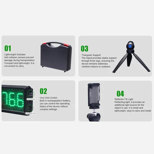 Miniatura 4 de Temporizador láser inalámbrico para sprints, reloj de carreras infrarrojo alimentado por batería, cronómetro con reflector y soportes, temporizador