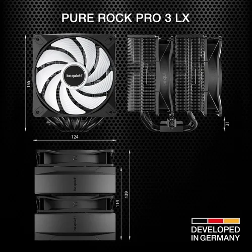 Miniatura 7 de be quiet! Pure Rock Pro 3 LX Enfriador de aire para CPU 6 tubos de calor de alto rendimiento de 6mm con tecnología HDT Ventilador ARGB PWM