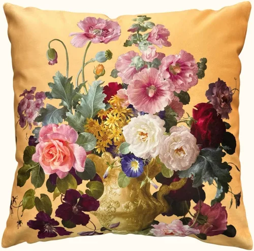 Miniatura 42 de Funda de cojín floral ligera de lujo, 18 x 18 pulgadas, pintura al óleo retro victoriana de doble cara, fondo negro, flor vibrante, funda de cojín