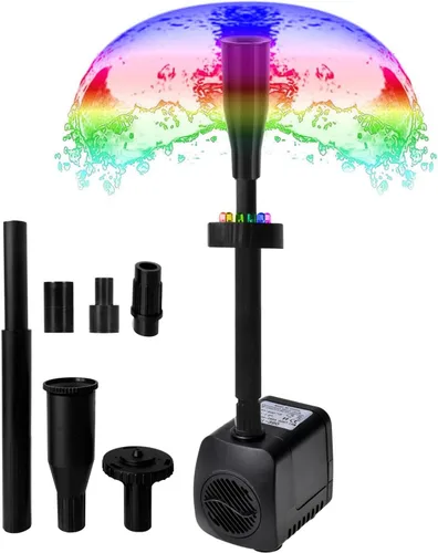 Lewisia Kit de bomba de fuente de agua con cabezal rociador de hongos y flores, cable listado de 6 pies para estanque Koi, fuente de acuario,