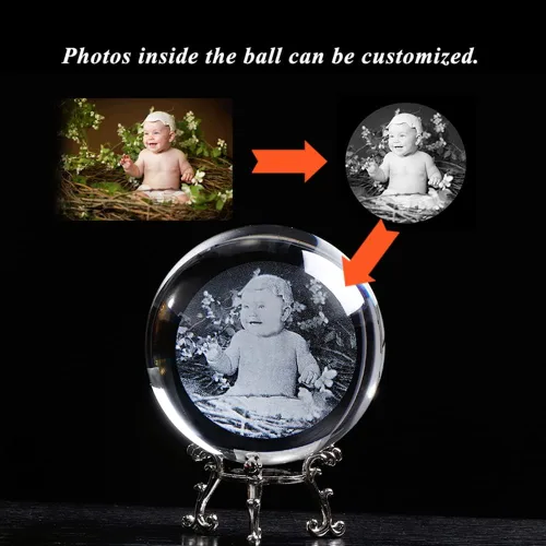 Miniatura 3 de Bola de fotos de cristal personalizada, bola de cristal con foto personalizada, accesorios de decoración del hogar, esfera de cristal para fotos
