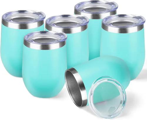 Miniatura 23 de StarSpeed Vaso de vino de 12 onzas con tapa, tazas de viaje de acero inoxidable sin pie con aislamiento de doble pared, taza de café aislada, vasos