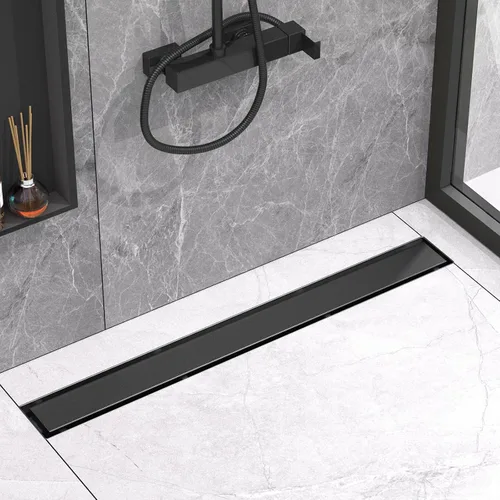Miniatura 8 de YEFU Drenaje de ducha lineal dorado para baño: drenaje de ducha de 24 pulgadas con rejilla de inserción de azulejos, drenaje lineal rectangular