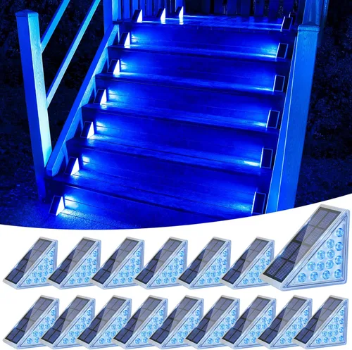 Miniatura 16 de VOLISUN Paquete de 8 luces solares para escaleras, 7 colores fijos, luces solares para escalones al aire libre, impermeables, IP67, luz LED