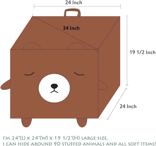 Miniatura 3 de Puf de león fresco para decoración de habitación de niños, puf con cremallera rellenable para organizar juguetes de felpa para niños