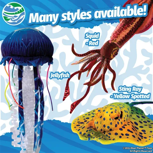 Miniatura 3 de Real Planet Peluche de calamar de 18 pulgadas, animales de peluche realistas, peluches de animales marinos, juguetes de peluche del calamar