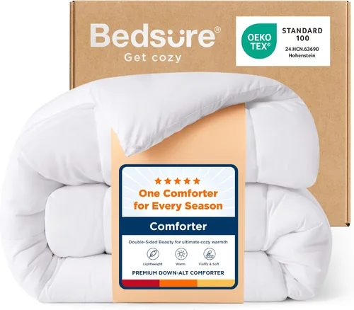Miniatura 25 de Bedsure Edredones de edredón tamaño matrimonial, edredón acolchado alternativo, ultra suave y ligero, con 8 pestañas, lavable a máquina, 82 x 86