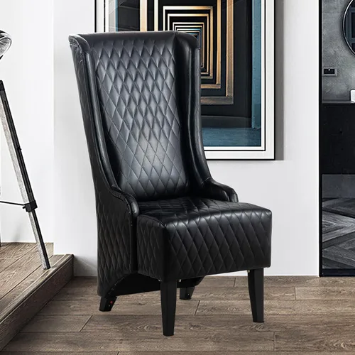 Miniatura 8 de Sillas copetudas de tela gris para comedor y sala de estar, acento acolchado, silla esquinera lateral de ala ancha de 23 pulgadas, asiento grueso