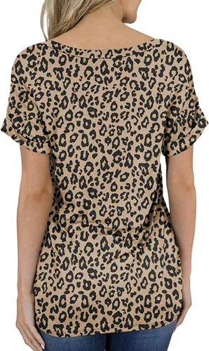 Miniatura 2 de Miholl Camiseta holgada, informal, de manga corta, con cuello en V, para mujer