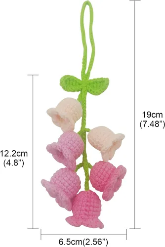 Miniatura 2 de Adorno colgante para espejo retrovisor de automóvil, cesta de flores de ganchillo, accesorios para plantas, adorno de automóvil tejido hecho a mano