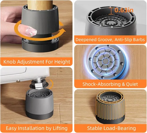 Miniatura 7 de Elevadores de sofá ajustables, elevadores de muebles resistentes para sofá, silla, patas de mesa, paquete de 4 elevadores de cama de ABS