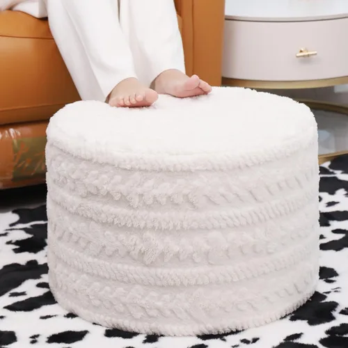 Miniatura 15 de Asuprui Reposapiés Otomano de Tela de Felpa – Puf de Espuma Suave de 20"x14" con Funda Extraíble Perfecto para Sala de Estar, Dormitorio y Lino