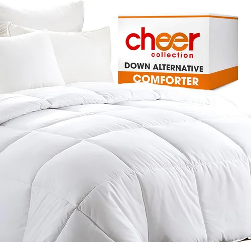 Cheer Collection Lujoso relleno de edredón, edredón blanco alternativo de plumón de ganso súper afelpado, tamaño King, 96 x 108 pulgadas