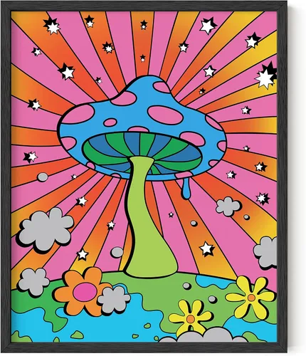 Miniatura 54 de HAUS AND HUES Póster de hongos trippy – Indie for Room Aesthetic Trippy Hippie Y2K, arte de hongos, imágenes indie, decoración de pared
