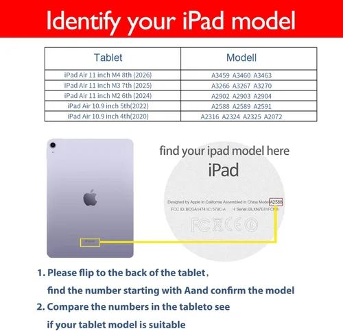Miniatura 2 de Funda protectora para iPad Air de 8ª/7ª/6ª generación de 11 pulgadas M4/M3/M2 2026/2025/2024 e iPad Air 5ª/4ª generación de 10.9 pulgadas 2022/2020