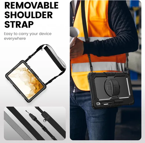 Miniatura 6 de Timecity Funda para Samsung Galaxy Tab S8 Plus/S7 FE 5G de 12.4 pulgadas con protector de pantalla y soporte giratorio de 360° y correa de hombro