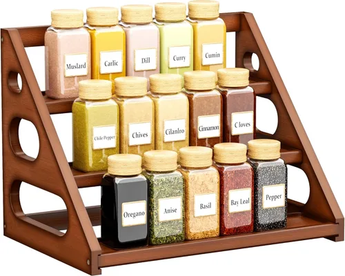 Miniatura 10 de Estante de especias - Organizador de especias de bambú para gabinete/encimera Naturaleza