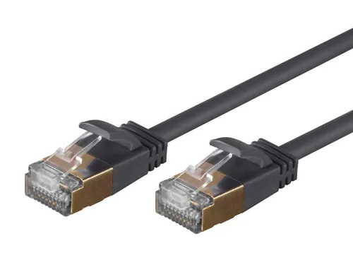 Monoprice SlimRun - Cable de conexión Ethernet Cat6A, cable de Internet de red, RJ45, trenzado, STP, cable de cobre puro, 36 AWG, 7 pies, color negro