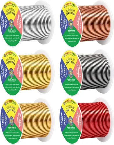 Miniatura 256 de Mandala Crafts - Alambre de aluminio anodizado de 8 calibre para hacer joyas - 9.75 m de alambre flexible negro colorido - Flexible para bonsái