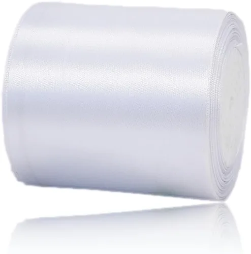 Miniatura 135 de Cinta blanca de 1/8 pulgadas x 100 yardas, cintas de tela de satén blanco para envolver regalos, manualidades, álbumes de recortes, ramos florales