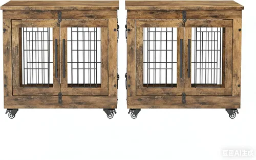 Miniatura 22 de Lulive Muebles de Jaula Grande para Perros, Mesa Auxiliar de Jaula para Perros de Madera de 38'', Perrera para Perros de Doble Puerta