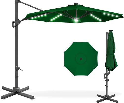 Miniatura 26 de Best Choice Products Sombrilla Solar LED Voladiza de 10 pies para Patio, Rotación de 360 Grados, Sombrilla Colgante Descentrada de Mercado para Gris