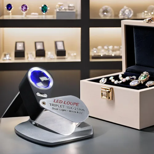 Miniatura 2 de Gain Express - Lupa para joyeros con luz, lupa de joyería con luz, lupa triple Hastings 10X para monedas, gemas, sellos, diamantes, etc.