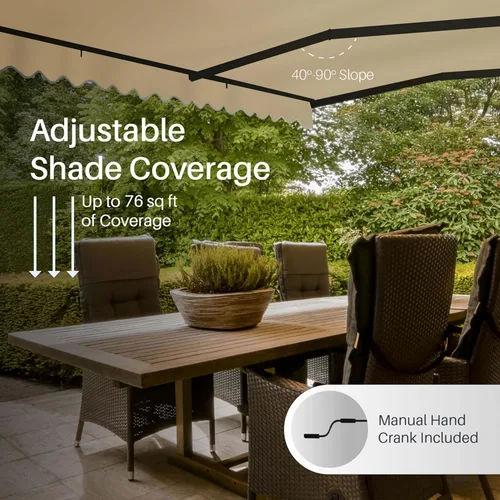 Miniatura 2 de ALEKO - Toldo manual de 10 x 8 pies con estructura negra estilo caribeño; toldo con protección UV, dosel para sombra con manivela manual y Arena