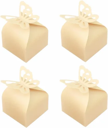 KUPOO 50 cajas pequeñas de regalo de mariposa amarilla, caja de dulces para baby shower, cajas de regalo de mariposa pequeñas, regalos de fiesta