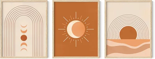 Miniatura 29 de HAUS AND HUES Arte de pared moderno de mediados de siglo, decoración bohemia para pared, juego de 3 impresiones artísticas de sol, decoración