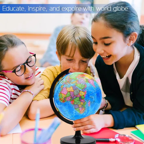 Miniatura 5 de Globo mundial para aprendizaje de niños, globo de tierra giratorio interactivo de 8 pulgadas para niños con soporte, globos del mundo