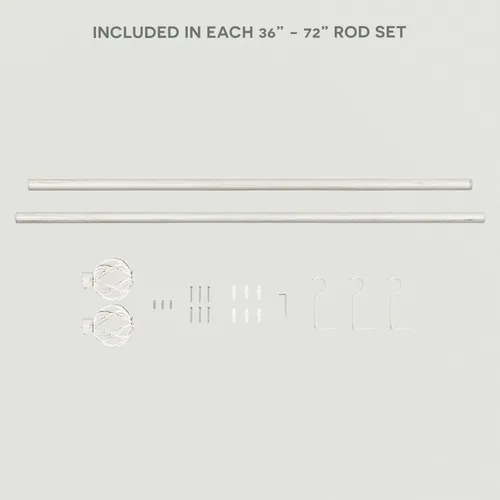 Miniatura 6 de Exclusive Home Curtains Ogee - Barra de cortina de 1 pulgada y juego de remates a juego, color blanco envejecido, ajustable de 36 a 72 pulgadas