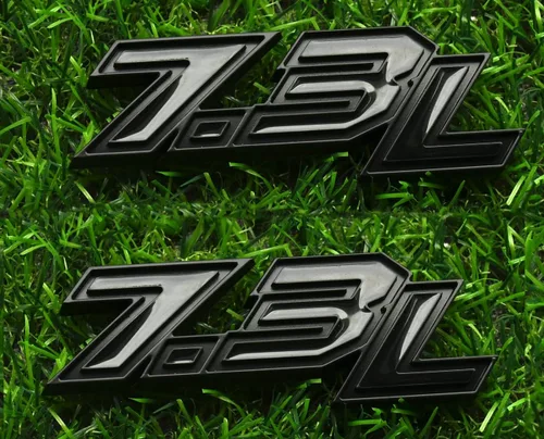 2 piezas de emblemas 3D de 7.3L Power Stroke Turbo, emblemas laterales, etiquetas adhesivas de logotipo (negro)