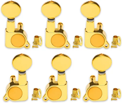 Miniatura 10 de SAPHUE 6 clavijas de afinación de guitarra 3R3L, botón cóncavo ovalado pequeño, engranaje sellado, clavijas de afinación, cabezales de máquina