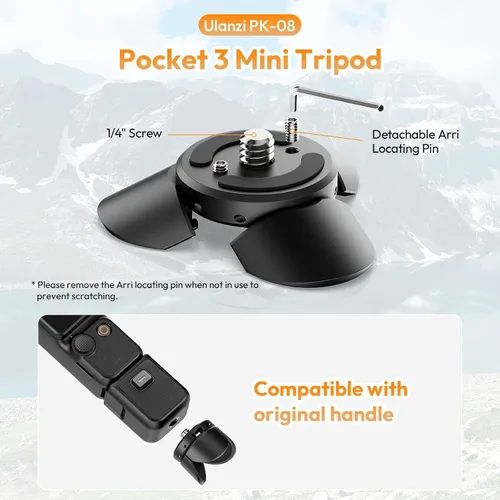 Miniatura 3 de ULANZI PK-08 Mini Trípode de Bolsillo para DJI Osmo Pocket 3, Trípode Mini Multiusos con Tornillo de Montaje de 1/4' para Insta360 X5 X4 X3
